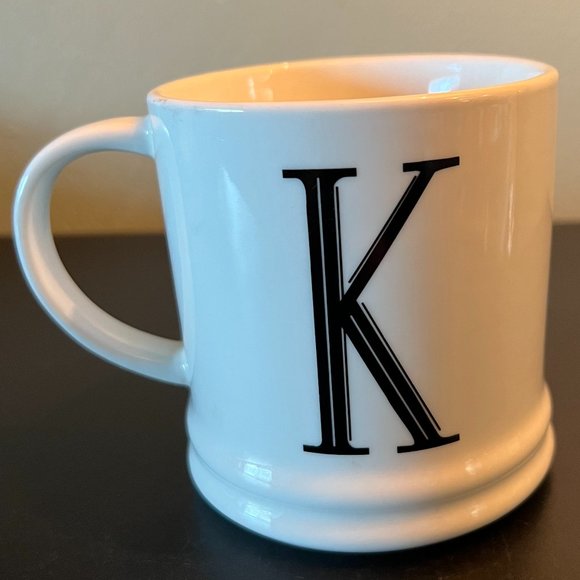 Letter "K" Monogram Initial Porcelain Cup Mug - Picture 3 of 6